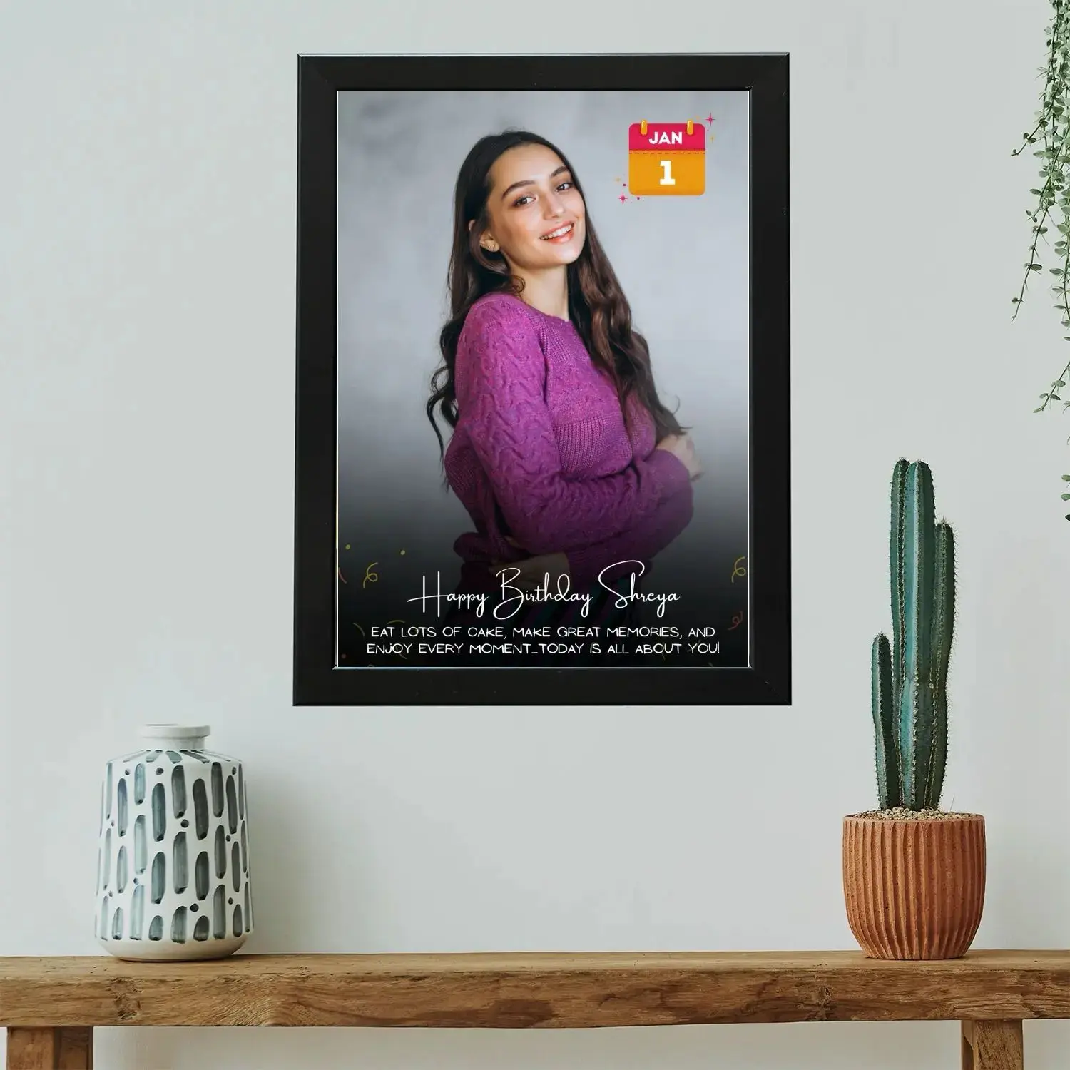 Birthday Photo Frame - Single Picture with Name, Date - Image 1